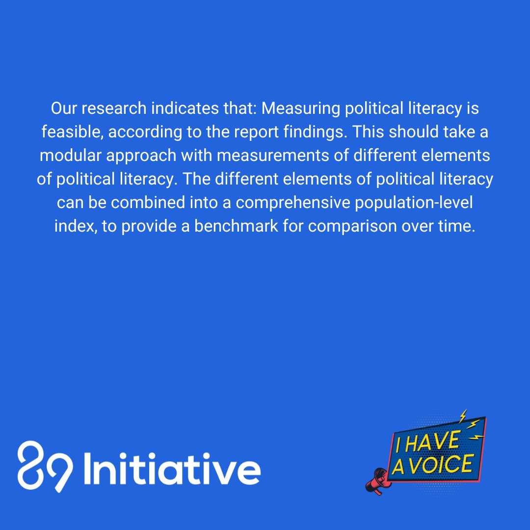 89initiative's tweet photo. 89 Initiative is delighted to announce the publication of a major report conducted with I Have A Voice, concerning the feasibility of a nationwide measure for political literacy in the U.K. 
Read the full report here: https://t.co/wG5bMd2m1i https://t.co/CDe8E6zvH7