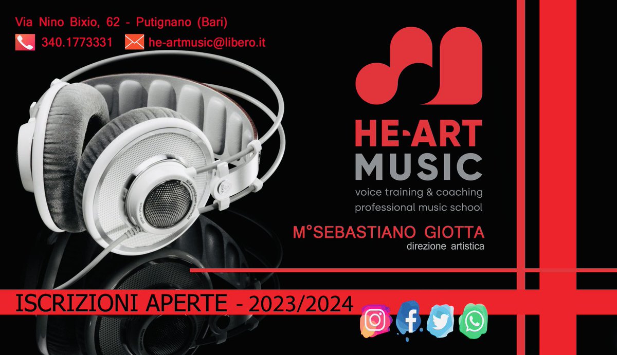 SebyGiotta's tweet photo. Sono APERTE LE ISCRIZIONI PER L'ANNO 2023/2024 ai corsi di CANTO LIRICO e MODERNO, STRUMENTO e TEORIA MUSICALE presso HE-ART MUSIC, voice training &amp; coaching / professional music school (sotto la direzione artistica del M°Sebastiano Giotta)! Ti aspetto! 🎵 https://t.co/hiCPbW2vlY