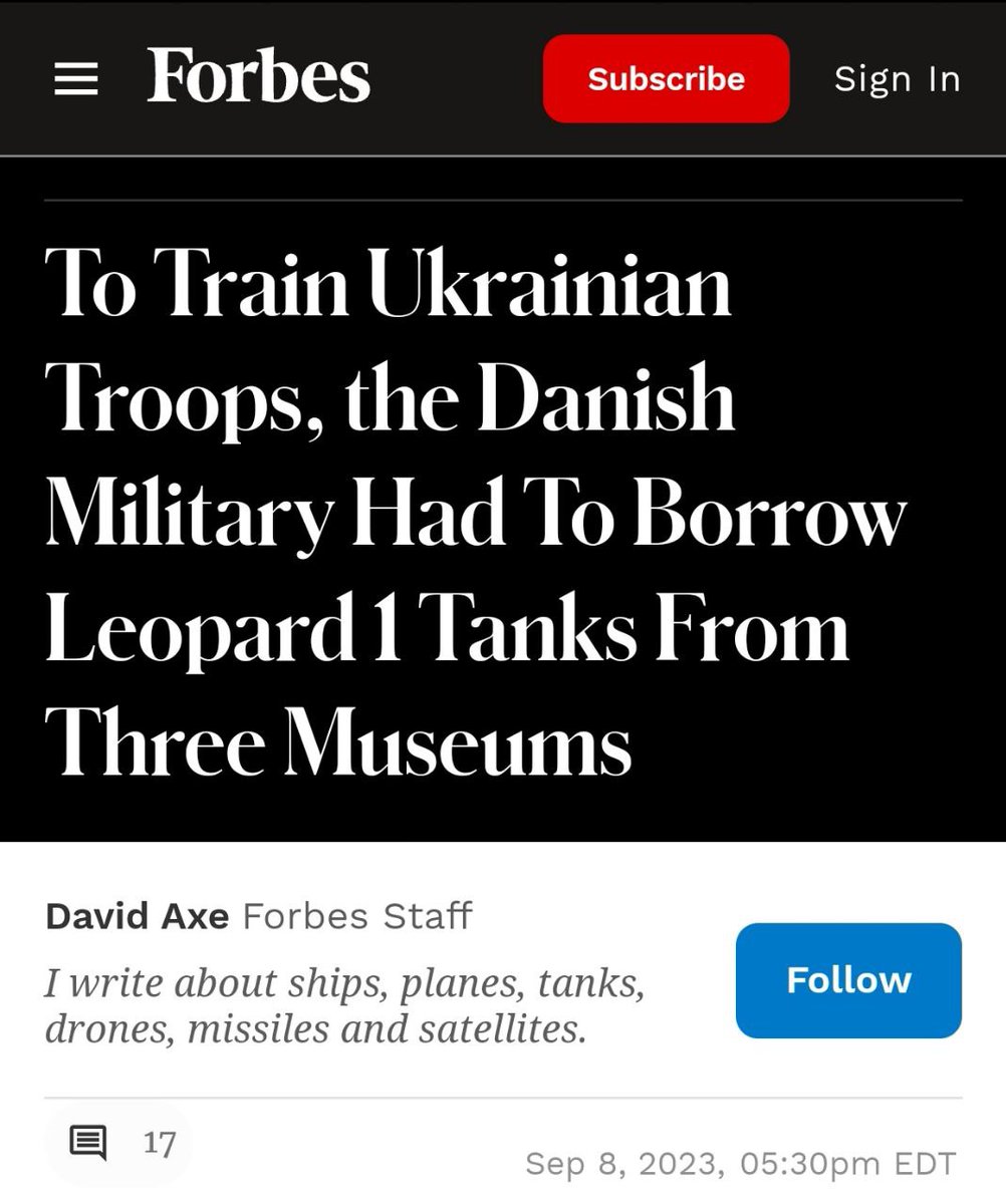 Чтобы обучать украинских военных, Дании пришлось позаимствовать танки Leopard-1 из трёх музеев.