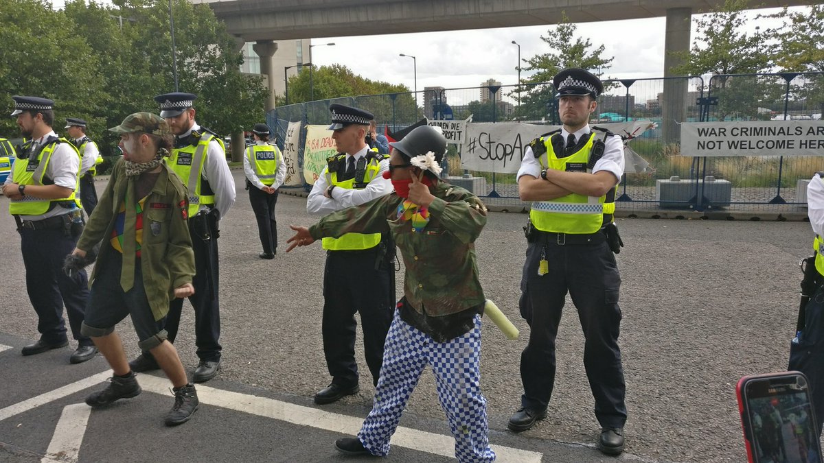 Six years ago today: a bunch of clowns #StopDSEI