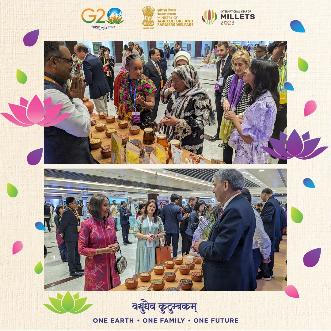 AgriGoI's tweet photo. India's agricultural excellence was showcased first-hand to the first ladies &amp; spouses of #G20 nations on 9th Sept, at #IARI Campus, in an agriculture exhibition organized by Ministry of Agriculture &amp; Farmers’ Welfare, featuring celebrity chefs, farmers &amp; cutting-edge agri-tech. https://t.co/szeDibVsoX