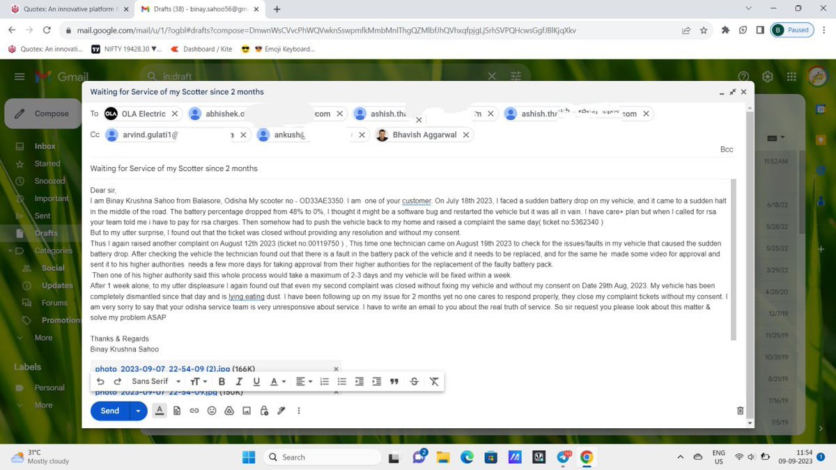 BinayKrushna's tweet photo. Real Image of @OlaElectric Service thought before purchasing ola. Waiting for the battery issue from 2 month
#Dontbuyola 
#EndOlaAge
#Boycottola 
@bhash @Khalidaaalbadri @jagograhakjago @nch1915 @EVehiclesindia @ANI @nitin_gadkari @ZeeNews @OlaEV_parody https://t.co/8iNEseYptc