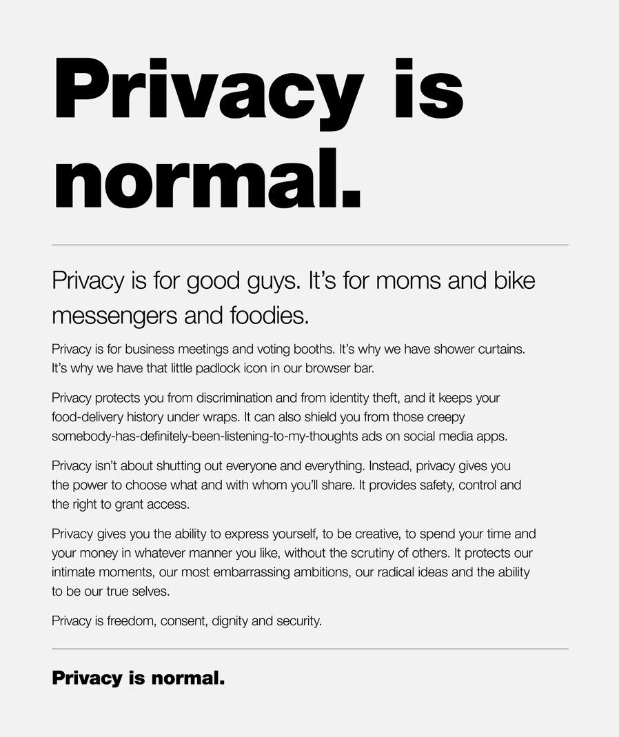 Privacy is normal.