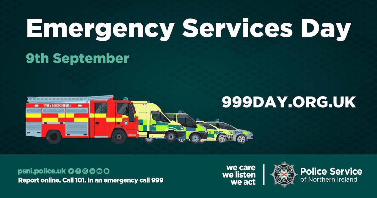 Today is Emergency Services Day and we would like to say a huge thank you to our colleagues in all emergency services who work non-stop throughout the year to keep people safe including 
@NIFRSOFFICIAL @NIAS999 and the Coastguard. 

#999Day