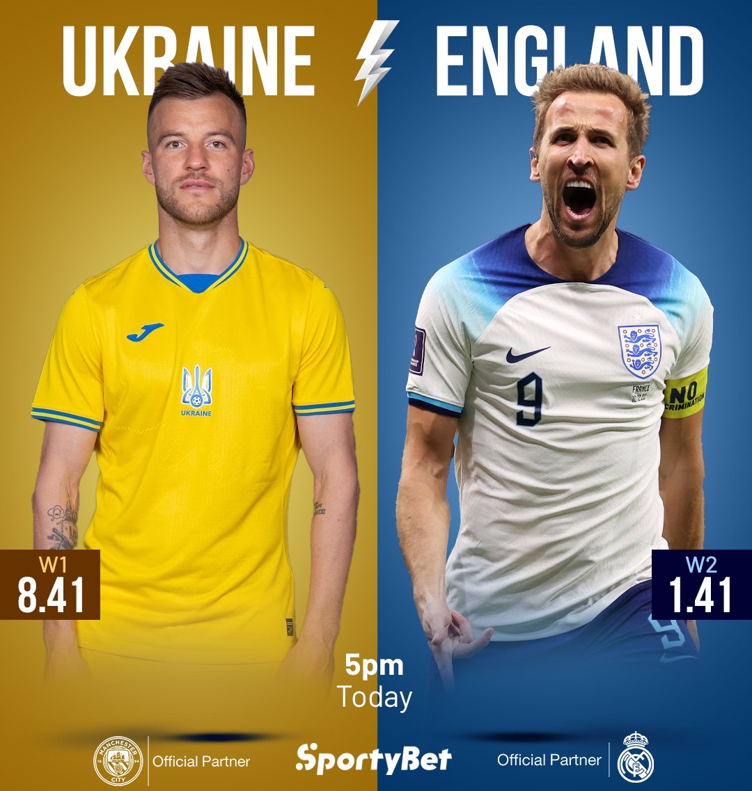 SportyBet's tweet photo. 🏴 England eyes on #Euro2024 as they clash with Ukraine at Tarczyński Arena! 🏟️
🔥 Undefeated so far, England's on fire with 4 wins, 15 goals! ⚽
🇺🇦 Ukraine aims to secure that coveted second spot 🥈 for automatic qualification! 🤞
Play 👉 https://t.co/2Z3O7jGQfj
#ENGvsUKR https://t.co/tCw9bLfhXx