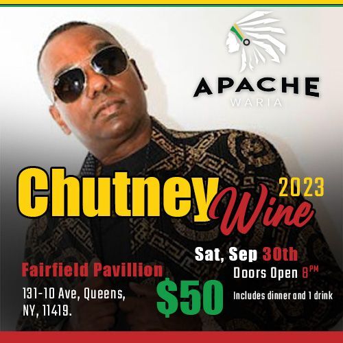 apache_waria's tweet image. Apache joins a talented lineup of Chutney artists for the “Chutney Wine 2023” concert on Saturday, September 30, 2023. The show starts at 8:00 PM at the Fairfield Pavillion, 131-10 Ave, Queens, NY, 11419. 
Tickets are only $50.
Learn more: bit.ly/44OROHu 
#ApacheWaria