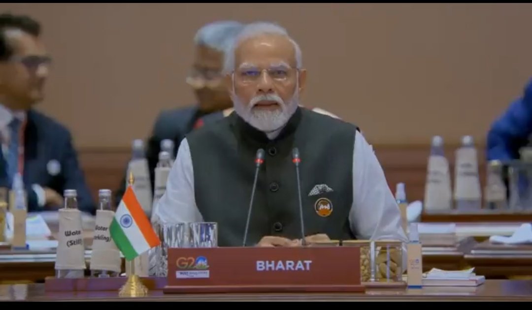 shah_Shakir_011's tweet photo. Prime Minister @narendramodi addressed the first session of the #G20Summit and called for the need to further human-centric development.He noted that India with a spirit of #OneEarth has worked on initiatives like the #LiFE_Mission and emphasised on International Year of Millets. https://t.co/tWwbR471w2