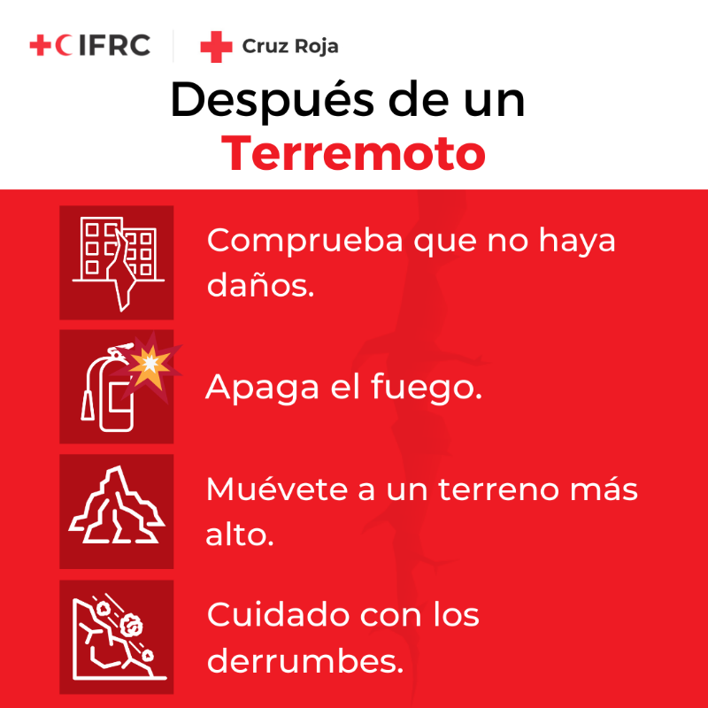 CruzRojaEsp's tweet photo. En caso de un terremoto, sigue estas instrucciones, mantente informado y haz caso solo a las fuentes oficiales.