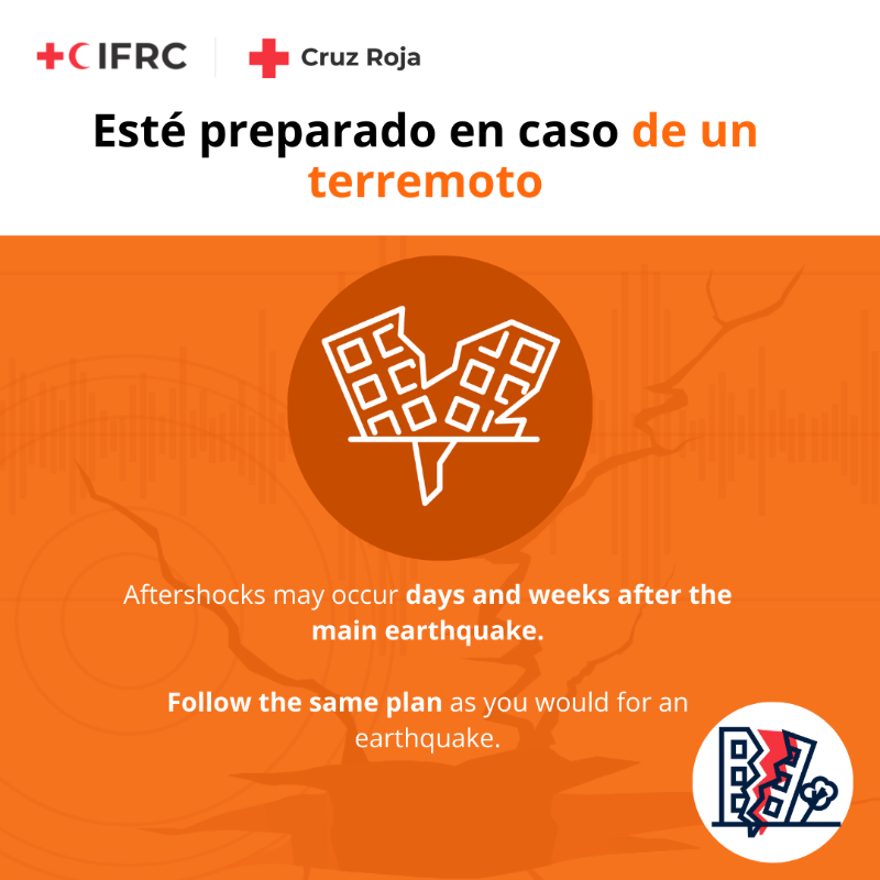 CruzRojaEsp's tweet photo. En caso de un terremoto, sigue estas instrucciones, mantente informado y haz caso solo a las fuentes oficiales.