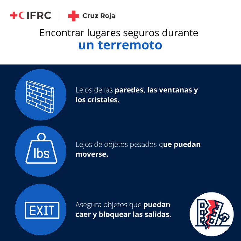CruzRojaEsp's tweet photo. En caso de un terremoto, sigue estas instrucciones, mantente informado y haz caso solo a las fuentes oficiales.