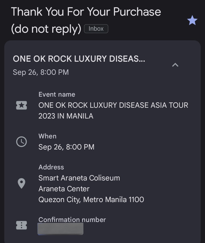 _jassumin's tweet photo. WTS LFB INTEREST CHECK IC wts lfb oor one ok rock ph

Seat: Box b 401 

Rfs: possible na prelims namin sa sept 26 :((

INTEREST CHECK IC wts lfb oor one ok rock ph https://t.co/1R39W69dve