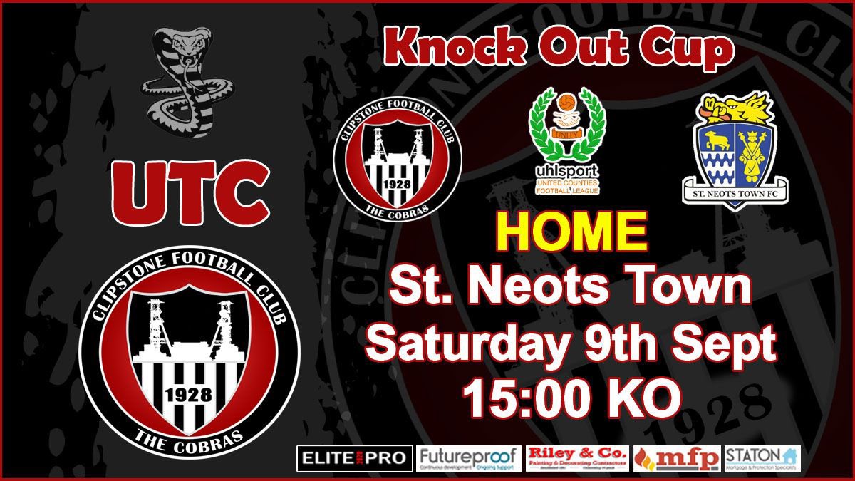 ClipstoneFC1's tweet photo. 🚨MATCHDAY🚨

🚨Clipstone FC vs St Neots Town🚨
🗓️Saturday 9th September
🏆UCL Knockout Cup 
🕒3pm KO
🎟️£5 Adults | £3 Concessions | U16s FREE  
📍Lido Ground, Clipstone RD E, NG21 9AB

The Cobras return to the Lido to take on St Neots in the UCL Knockout Cup... UTC 🐍 https://t.co/yxBn2obeJQ