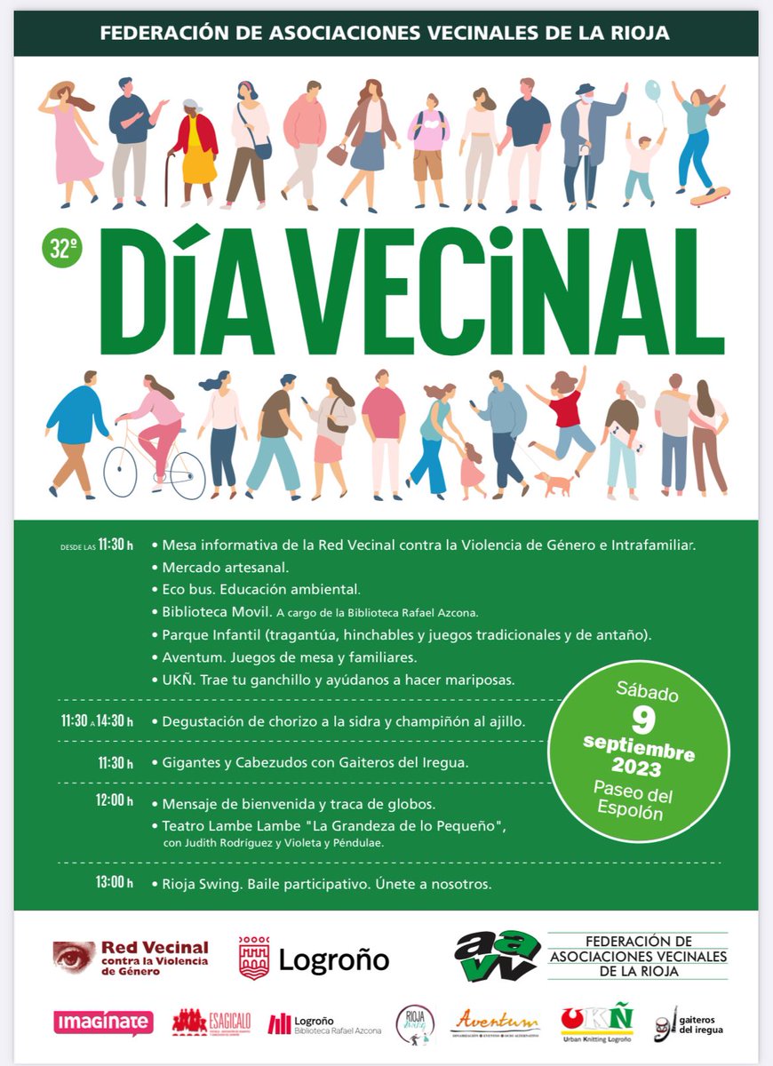 La  <a href="/FVECINALESRIOJA/">Federación de Asociaciones Vecinales de LA RIOJA</a> nos propone un planazo, así que nos vemos en El Espolón disfrutando del Día Vecinal.