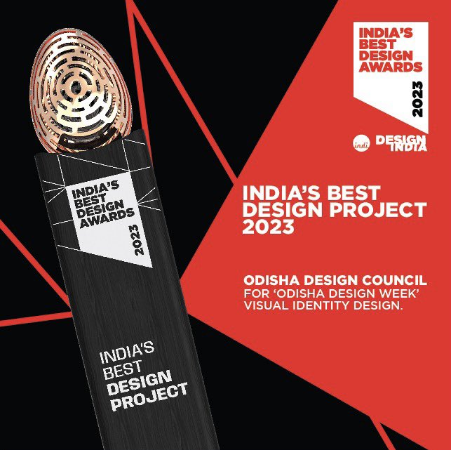 DesignODC's tweet photo. Double the Pride! ๐ we at Odisha Design Council (ODC) strike gold again, clinching the prestigious award for their second time! ๐ our #OdishaDesignWeek logo design pays homage to the rich heritage and culture of Odisha. #ProudMoment #DesignEnthusiasts #Odisha @Naveen_Odisha https://t.co/MGLFh7PaH9