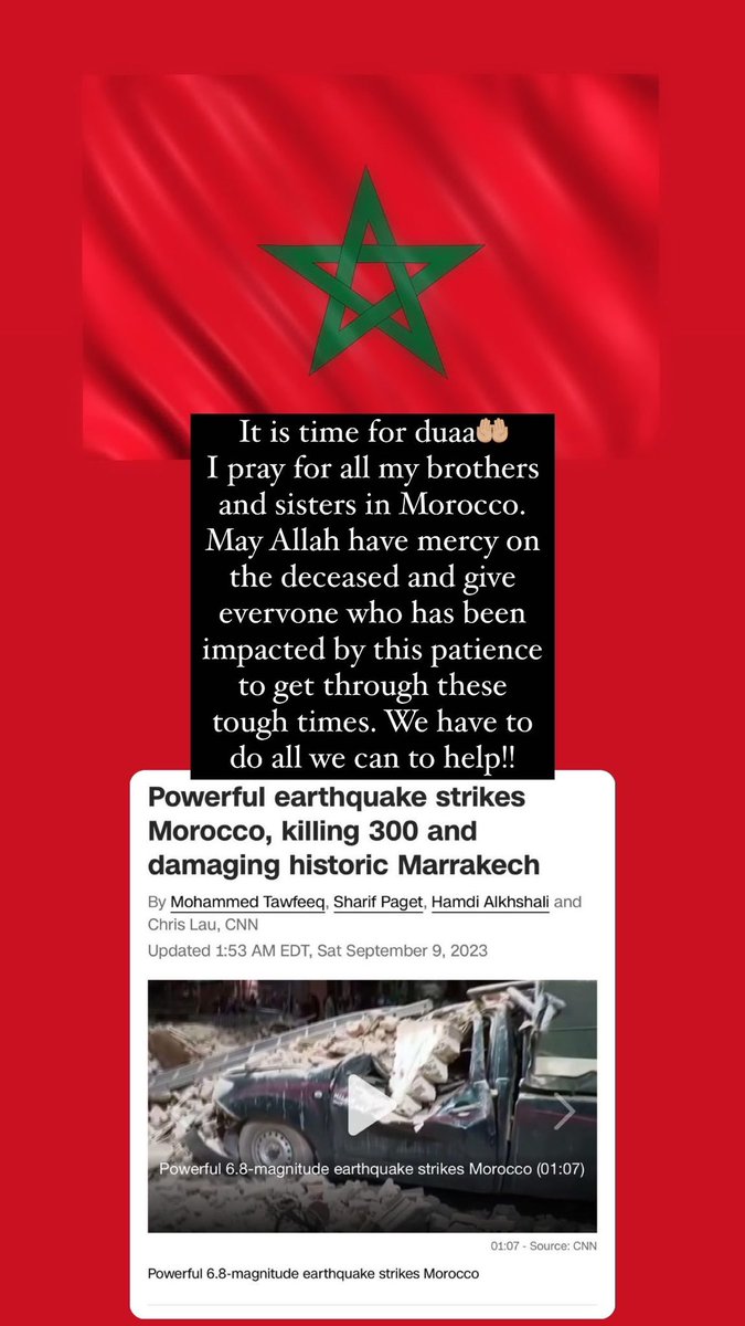 MaherZain's tweet photo. Time to make duaa. The earthquake in Morocco have impacted many lives, may Allah make it easy on them and have mercy on their deceased ones. We have to do all we can to help! 

#earthquake https://t.co/kveMGezar2