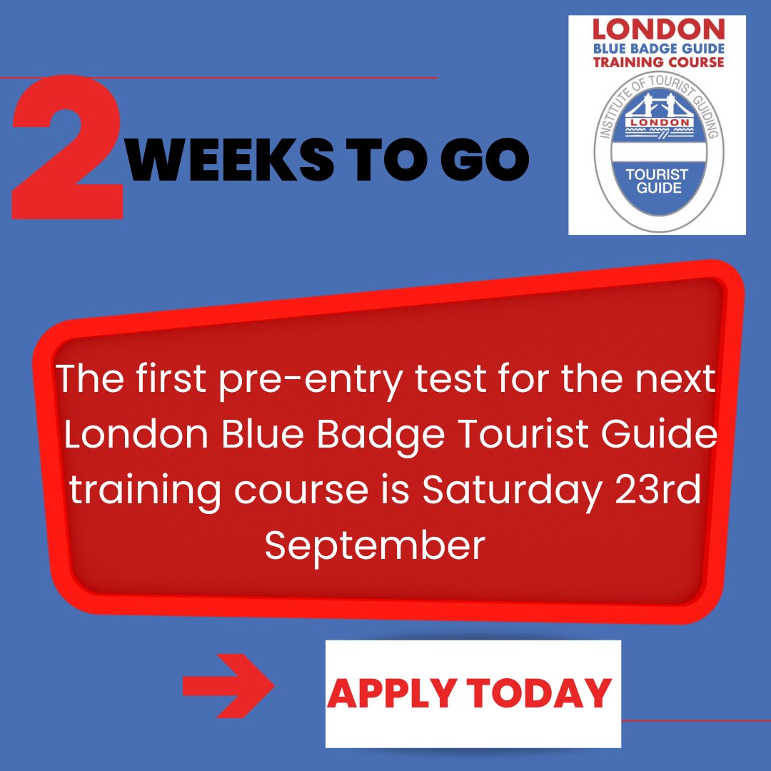 Just two weeks to go! We have four pre-entry test sessions available. Saturday 23rd September at 10.30am and 1pm and then Monday 25th at 6pm and Wednesday 27th at 6pm. All tests take place in SE1 near London Bridge. Apply now to secure your place. britainsbestguides.org/london-blue-ba…
