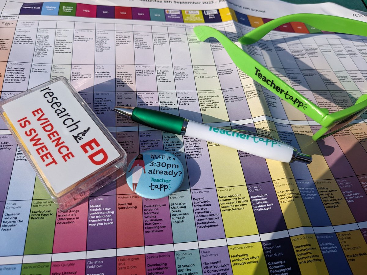 MissHHarrison's tweet photo. A great start to  @researchED1 I've already won a pair of sunglasses thanks you @TeacherTapp. Now I'm ready to discuss my favourite topics with @LDIleeds https://t.co/4hYw66mjoE