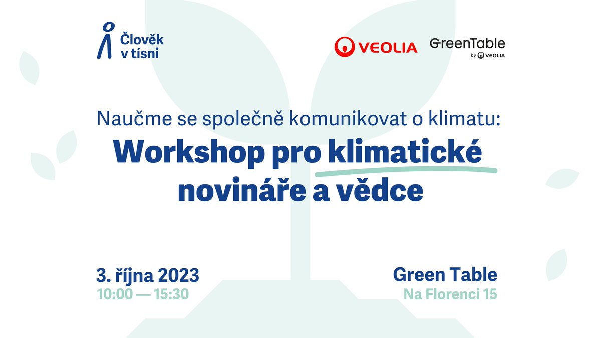 CLOVEKVTISNI's tweet image. 🌏 S nadačním fondem @Veolia a #GreenTable vás zveme na #workshop o komunikaci #KlimatickaZmena a spolupráci vědců a novinářů v této oblasti, kterým vás provede mikrobioložka a popularizátorka vědy @MasinovaTereza.
Vstup na akci ZDARMA.
💦 Více info: fb.me/e/3aQ9bs5bd