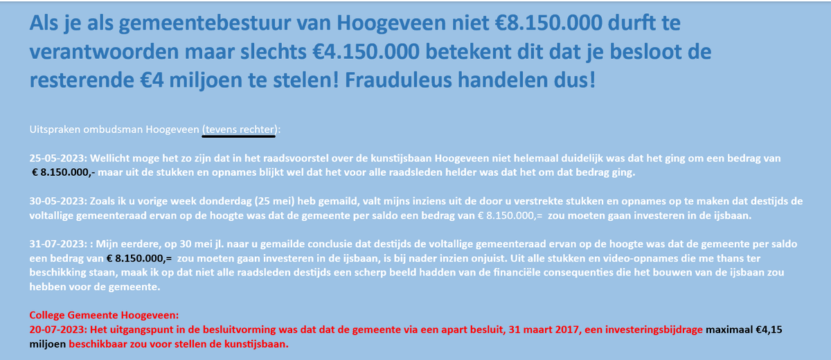 Wat is uw mening @GemHoogeveen <a href="/HoogeveenRaad/">Raad Hoogeveen</a>? Is dit waarheid of smaad/laster? Een aanklacht zie ik vol vertrouwen tegemoet.