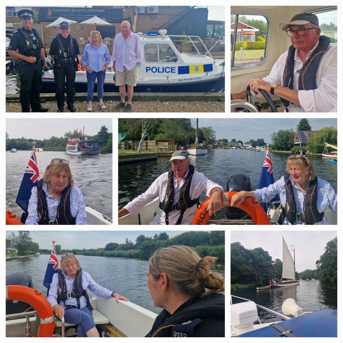 What a privilege! 
Lord & Lady Dannatt joined us on patrol along the busy River Bure to see & hear about our role, Policing the #Norfolk Broads ☀️⚓️👮‍♂️
Paul & Sarah @NorfolkPolice
#VisiblePolicing 
#CommunityEngagement 
@BroadlandPolice @NorthNorfPolice