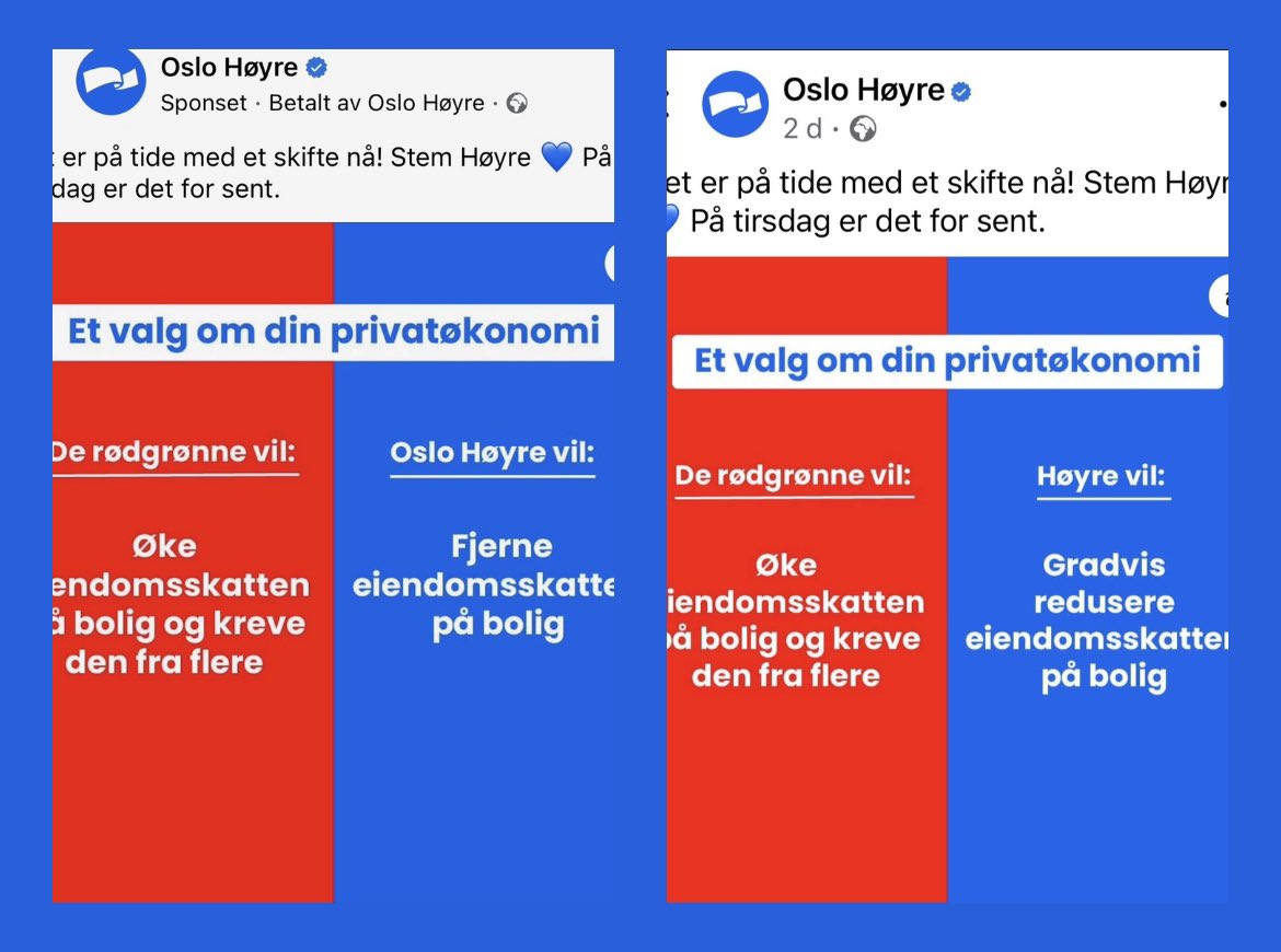 Hva er det dere egentlig vil <a href="/OsloHoyre/">Oslo Høyre</a>? Fjerne eiendomsskatten eller redusere den? Og når mange allerede har stemt, burde dere i det minste være tydelig og konsekvent om egen politikk.