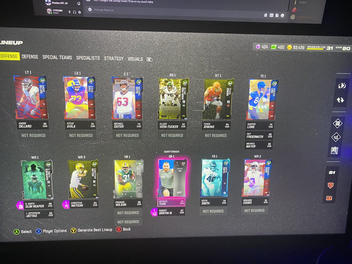 CFronimos's tweet photo. @EAMaddenNFL tell me how this squad does not meet the requirements for UK showdown ltm? Seems good to me but all I can get is the “attention this event is not available” https://t.co/FWQXj6DPA9