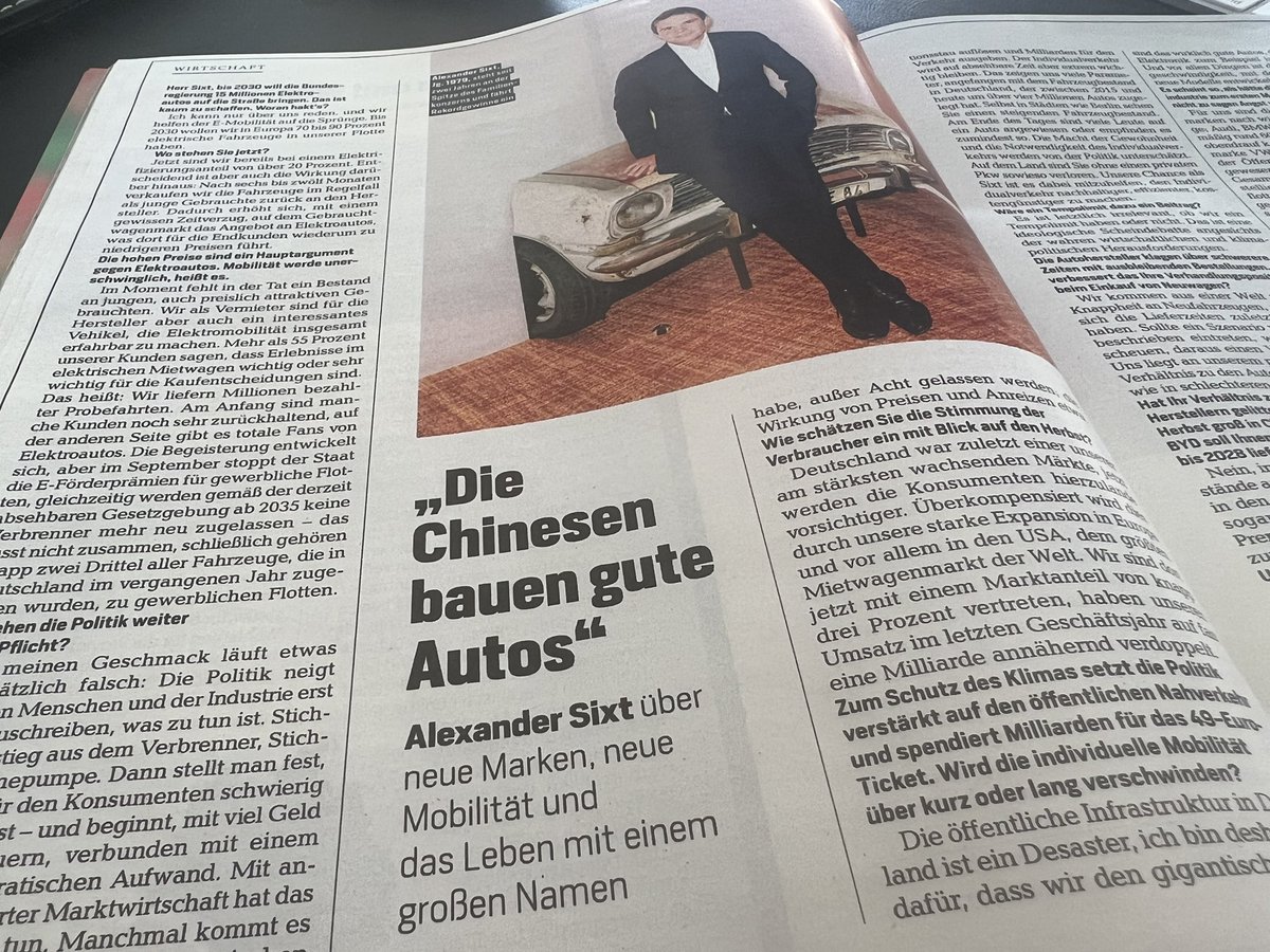 Alexander #Sixt im FOCUS auf den Punkt: „Die Politik neigt dazu, den Menschen und der Industrie erst mal vorzuschreiben, was zu tun ist. Stichwort Ausstieg aus dem Verbrenner, Stichwort Wärmepumpe. Dann stellt man fest, dass dies für den Konsumenten schwierig umsetzbar ist - und…