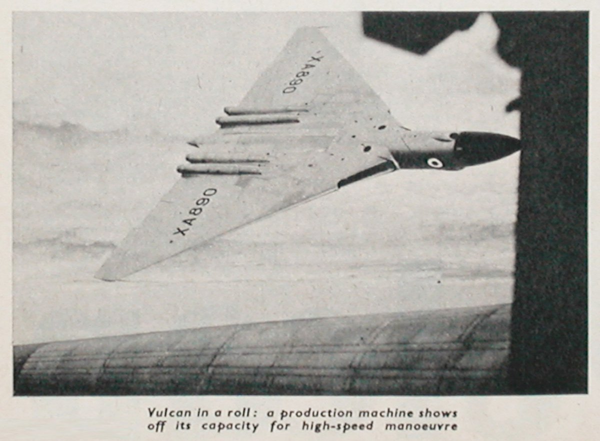 Farnborough Airshow, Sept 1955: Avro test pilot, Wing Commander ‘Roly’ Falk stole the show by completing a barrel roll in the #AvroVulcan. Falk’s display amazed the crowds and displayed the Vulcan’s fighter-like handling. Watch the footage from 2:27 mins: youtube.com/watch?v=432uUV…