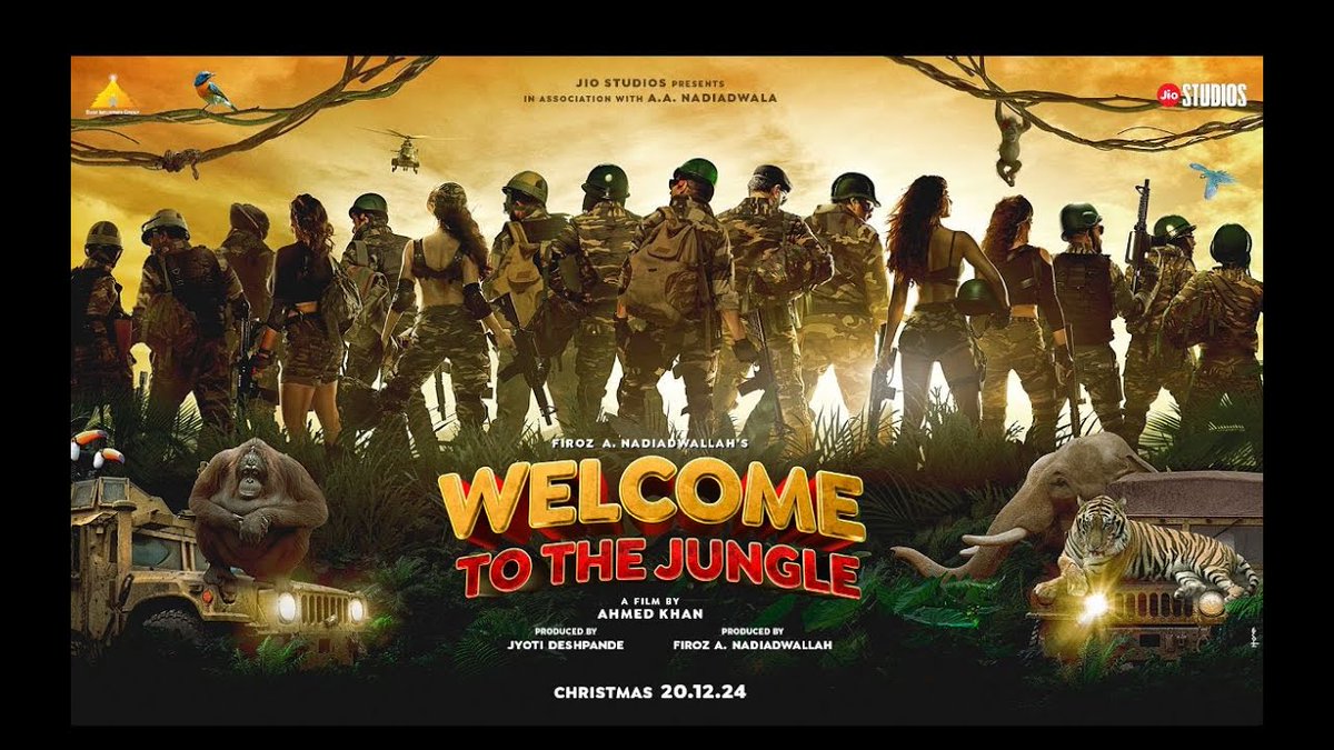 ~On #AkshayKumar𓃵 's birthday, the makers unveiled one of its kind special announcement, 'Welcome to the Jungle' is set to release in cinemas on 20th December 2024. directed by Ahmed Khan and steller cast of #SanjayDutt, #SunielShetty, #ArshadWarsi, #PareshRawal, #JohnyLever,