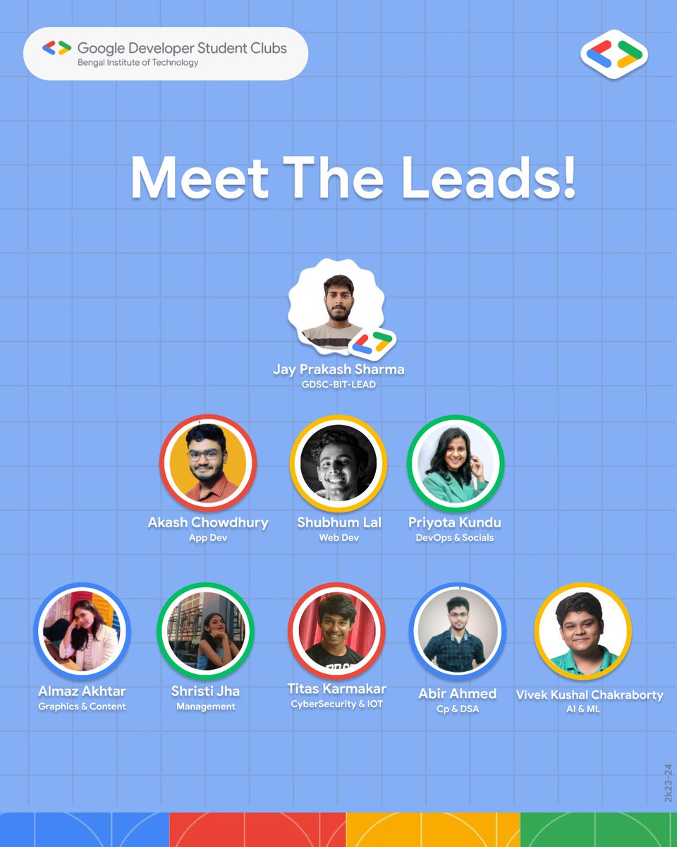 Get to know the leaders who drive innovation and passion towards excellence and success📈.
Imagine a dream team, handpicked for their exceptional talents and skills ✒️.
They're on a mission to foster learning and growing in the tech field. 🚀
#gdsc #gdscbit #gdscindia