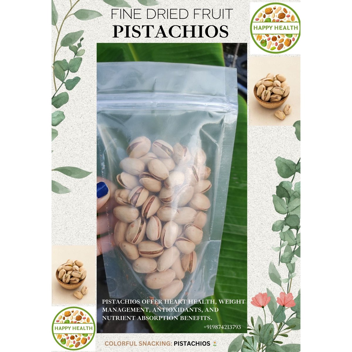 Order Now and Savor the Benefits of Pistachios! 
+919874213793
Craving a healthy and delicious snack? Pistachios are the answer! Packed with nutrients and flavor, they're perfect for anytime munching. Don't miss out – place your order today!  #pistachiolove #healthysnacking