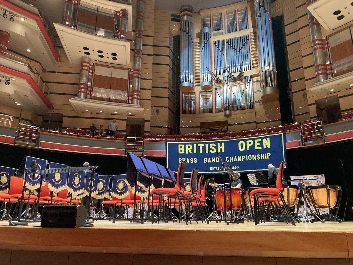 Hall is filling up nicely for the first performance of the excellent ‘Sand and Stars’. This truly is my favourite contest of the year… #britishopenbrass2023