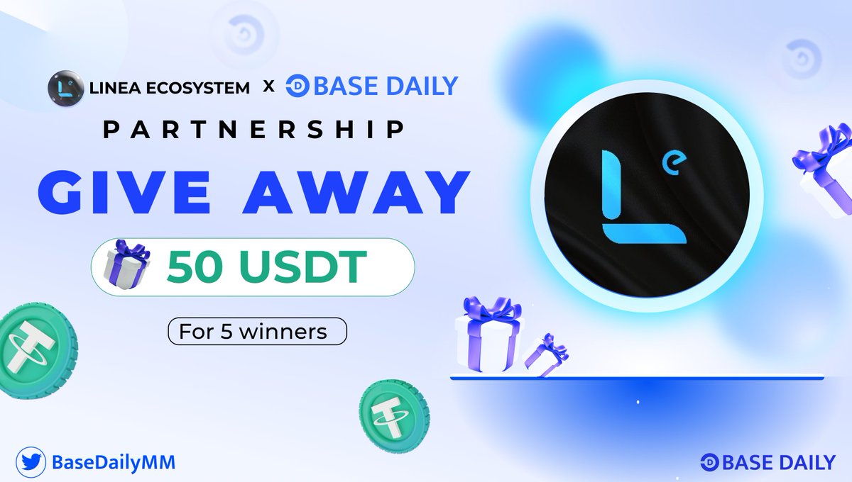 JuliaFurquim's tweet photo. 📢 PARTNERSHIP GIVEAWAY

Base Daily 🤝 Linea Ecosystem

🎁 50 USDT for 5 lucky winners

1️⃣ Follow @BaseDailyMM + @Linea_Ecosystem
2️⃣ Like, Retweet and Tag 3+ friends 
3️⃣ Comment your wallet below 👇

Don't miss out! 🚀

#Giveaway #BuildOnBase #BaseDaily https://t.co/LuGBecx4yg