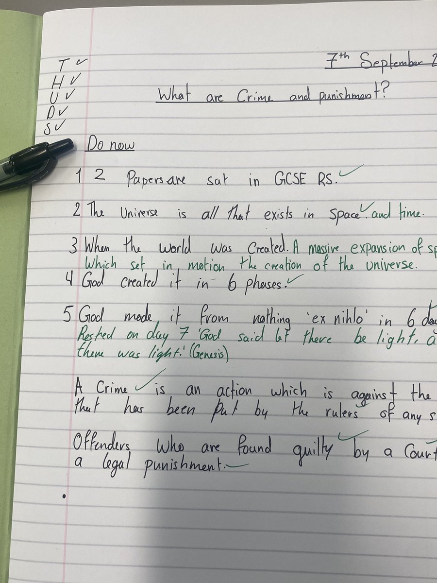 Great start from this RS student getting 5/5 in their do now and following our green pen and literacy policy  <a href="/ChiswickSchool/">Chiswick School</a> @Chiswick_House <a href="/GillianKeegan/">Gillian Keegan</a> #edutwitter <a href="/eilidhsc/">Eilidh Cunningham</a> #SaturdayMorning #schools <a href="/AQA/">AQA</a>