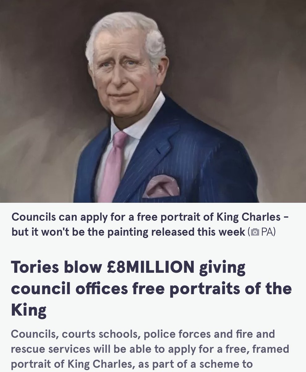 Nothing better typifies the current state of things than funding being made available for free framed pictures of the King - to be placed in crumbling schools &amp; the public buildings of councils that are going bankrupt. Their priorities are not our priorities.
