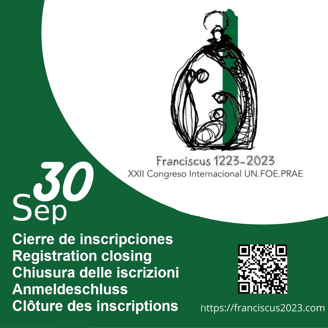 ¡QUEDAN 20 DÍAS!

El próximo 30 de septiembre se cerrarán las inscripciones tanto para el congreso como para la cena de gala. 

Si todavía no lo has hecho, accede a nuestra web para más información y apuntarte! 

franciscus2023.com

#BelenismoPatrimonioHumanidad