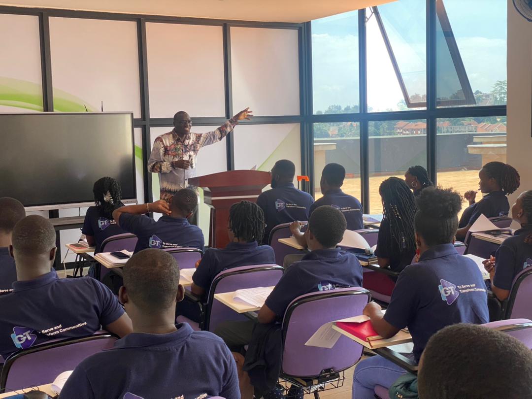 GtUganda's tweet photo. Another Saturday and another opportunity to #Equip #Empower #Enlighten and #Elist young people into the work world. Professor Vincent Bagire Amoti passionately teaching the first cohort at the Practical Skills Development Academy this morning. https://t.co/s9MmbyvTTg