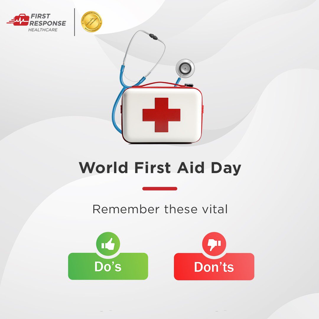 frhglobal's tweet image. 🩹 On this World First Aid Day, let's spread knowledge and save lives! 🌍 Remember these crucial do's and don'ts to be a #FirstAidHero 💪🚑 

 0505050387 / 800DIALDOC

#FirstResponseHealthcare #FirstAidDay #FRHnurses #Wellness #Doctors #Nurses #FRHDubai #Emergency #Attention
