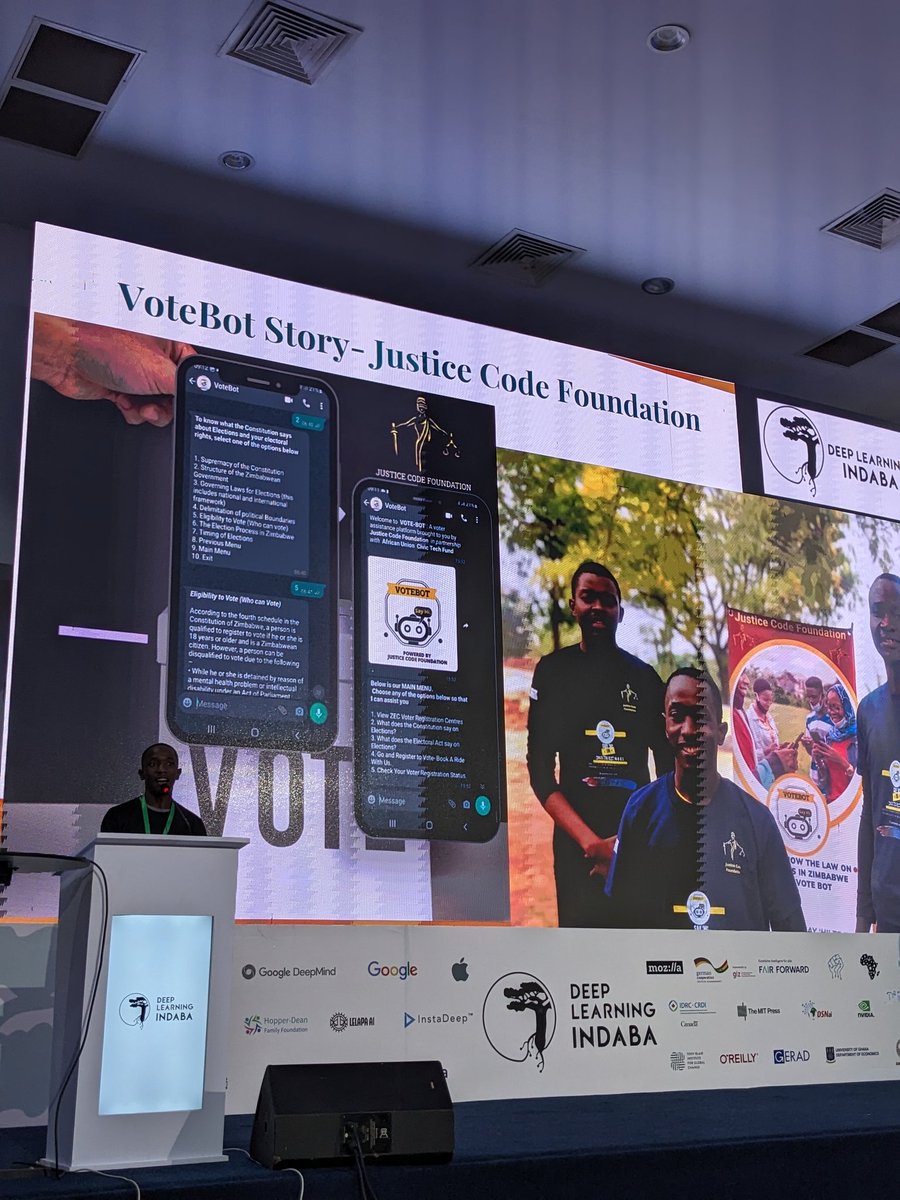 We're excited to have co-won the Wangari Maathai Impact Award on using Artificial Intelligence for social impact using our solution #VoteBot. Thanks to @DeepLearning and the sponsors.
