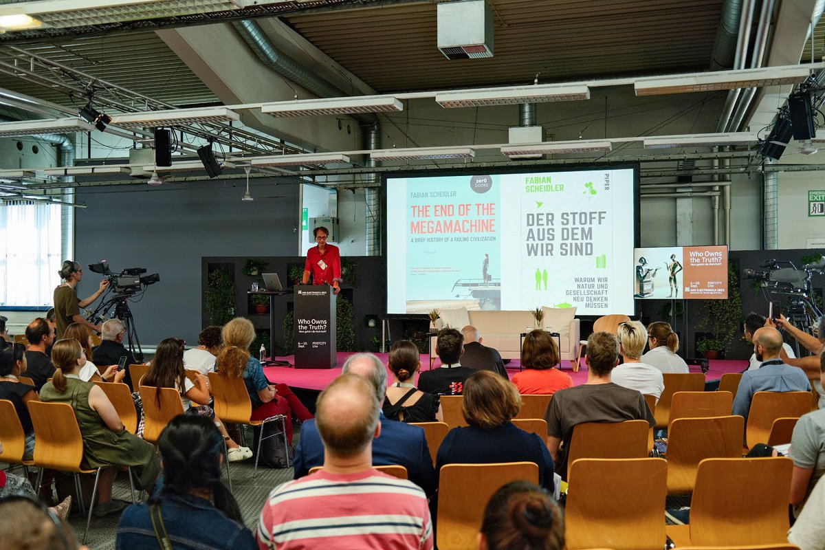 ArsElectronica's tweet photo. Kicking of today with an interesting #keynote by journalist, speaker and visual artist Fabian Scheidler in the course of the Ars Electronica Theme Symposium: End of Truth? #arselectronica23 https://t.co/7Q5iG17nhX