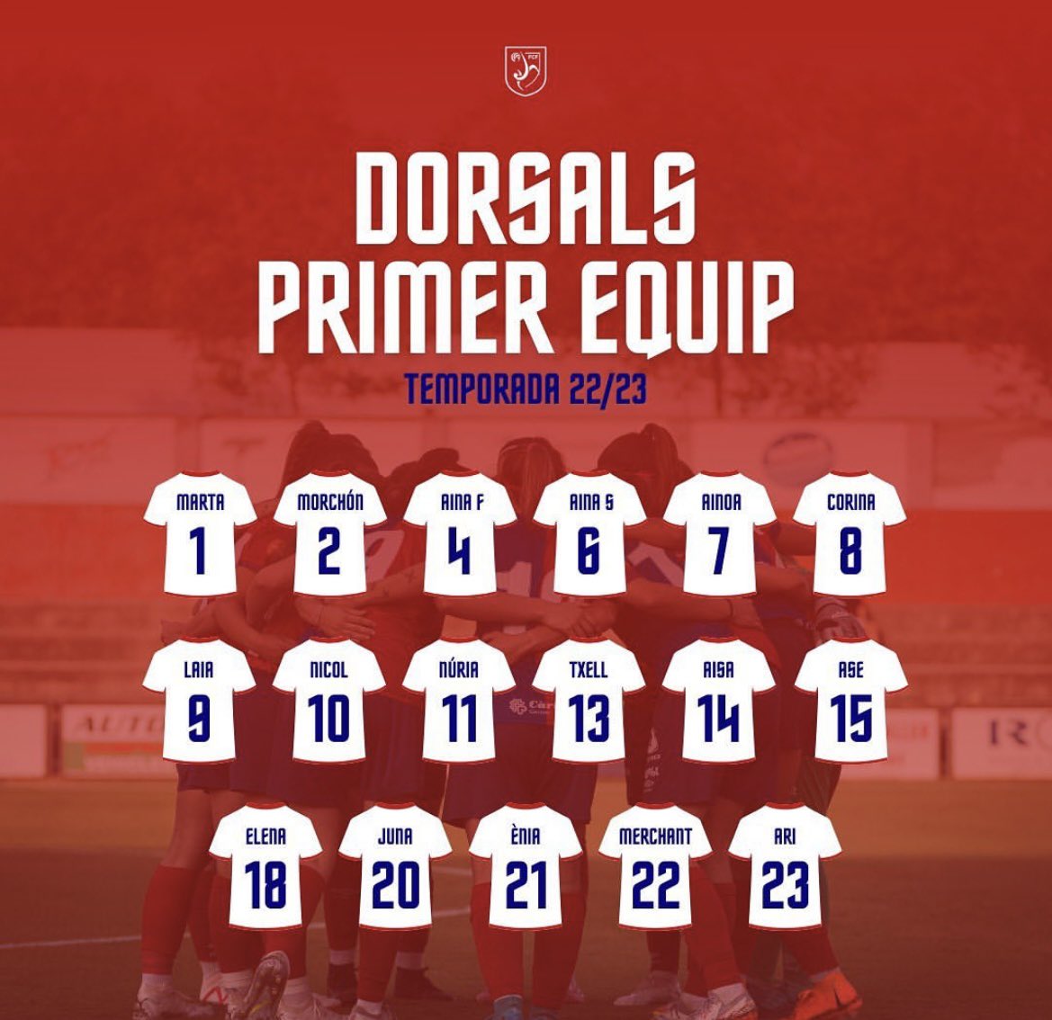 UEOfemeni's tweet photo. DORSALS 23/24 🔴⚽️
👚 Aquests son els números que portaran les jugadores aquesta temporada.
Molta força en aquest inici. 💪🔴
@ueo1921
#orgulloses #juntesmésfortes #futfem #ueo #femení https://t.co/cfUNg0rF0U