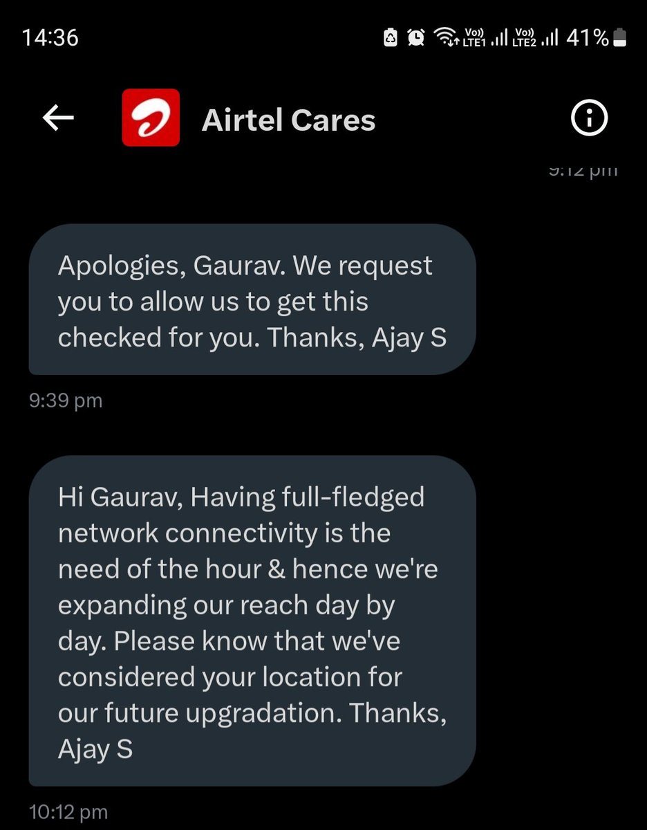 GauravChaubeyIn's tweet image. @airtelindia @Airtel_Presence My family can barely use 2% of our data due to terrible network coverage &amp;amp; painfully slow internet. I&apos;ve complained 10+ times. When can we expect improvement? Should we consider switching providers? 📶 #AirtelWoes #NetworkTroubles #NeedBetterService