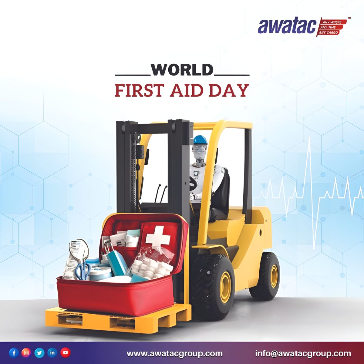 AWATACGroup's tweet image. 🚑🌍 AWATAC Group: Shipping with Safety in Mind! Join us this World First Aid Day. Share your first aid tips below and be a #FirstAidHero. 🩹❤️ #SafetyFirst