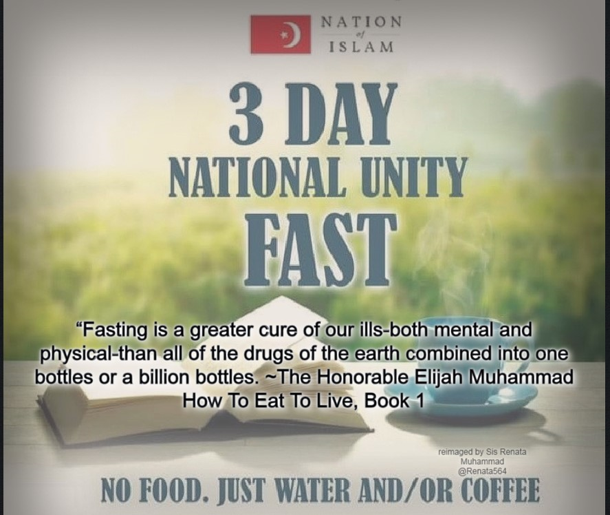 Renata564's tweet photo. Day 2
May Allah bless us with a healthy and successful fast!
It's not too late to join us this weekend for our National Unity Fast.
Read How To Eat To Live & Self-Improvement: The Basis for Community Development Study Guide 13.
#3DayFast #ElijahMuhammad #Farrakhan #NOI https://t.co/smg5OD6j8H
