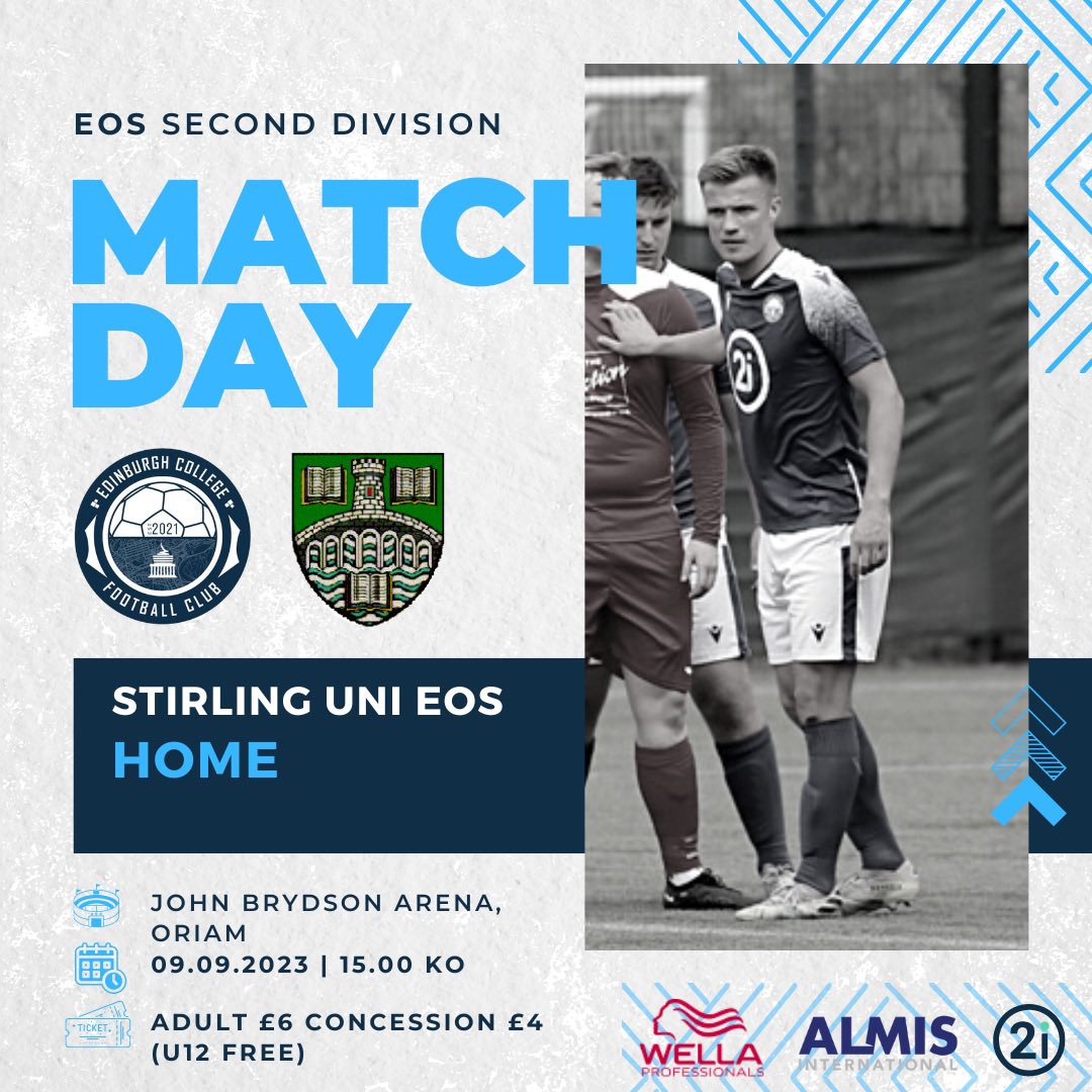 ITS MATCHDAY !! 

We host <a href="/StirlingUniFC/">University of Stirling Football Club</a> EOS in another division 2 clash 👏

Come along and support the boys on this glorious Saturday afternoon ☀️

#monthecollege

<a href="/EastScotlandFA/">East of Scotland Football League</a> @2i_Group <a href="/edinburghcoll/">Edinburgh College</a>