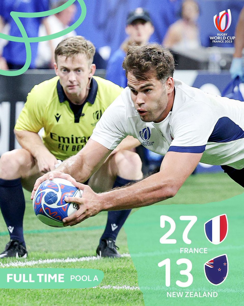 Host @francerugby defeat @allblacks in the opening match of @rugbyworldcup 2023

#RWC2023 #australianrugby #francerugby #fijirugby #Rugbyworldcup #Springboks #Argentinarugby #Irishrugby #Romaniarugby #Namibiarugby