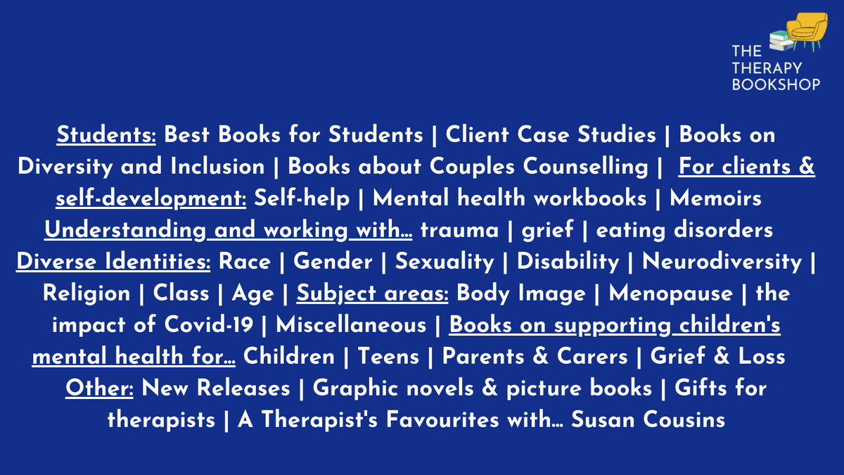 📚 Just had a refresh of our book lists/navigation. See anything that takes your fancy? 

Browse all the lists here: uk.bookshop.org/shop/TheTherap… #TherapistsConnect
