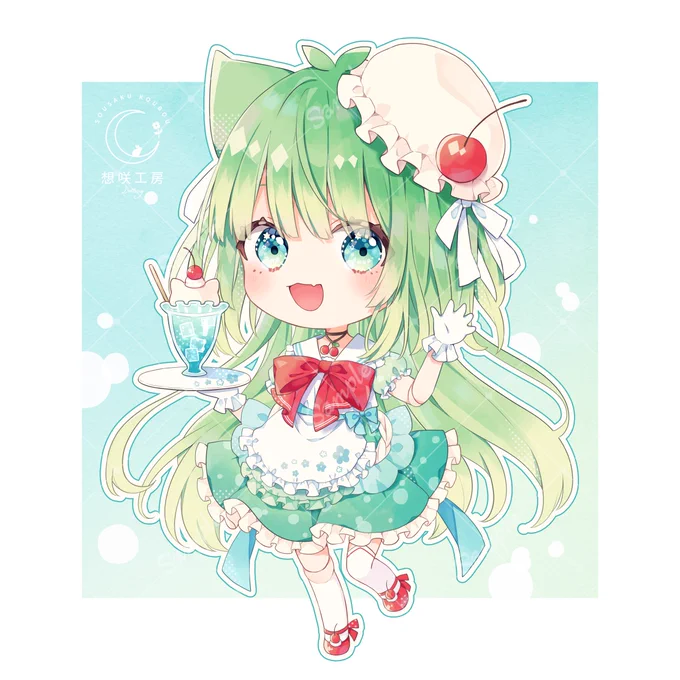 〖 お知らせ 〗有叶めろん様のSDイラストを制作いたしました!めろん様のデザインの可愛らしさと透明感をたくさん詰め込んで描かせていただきました〜素敵なご依頼をありがとうございました  