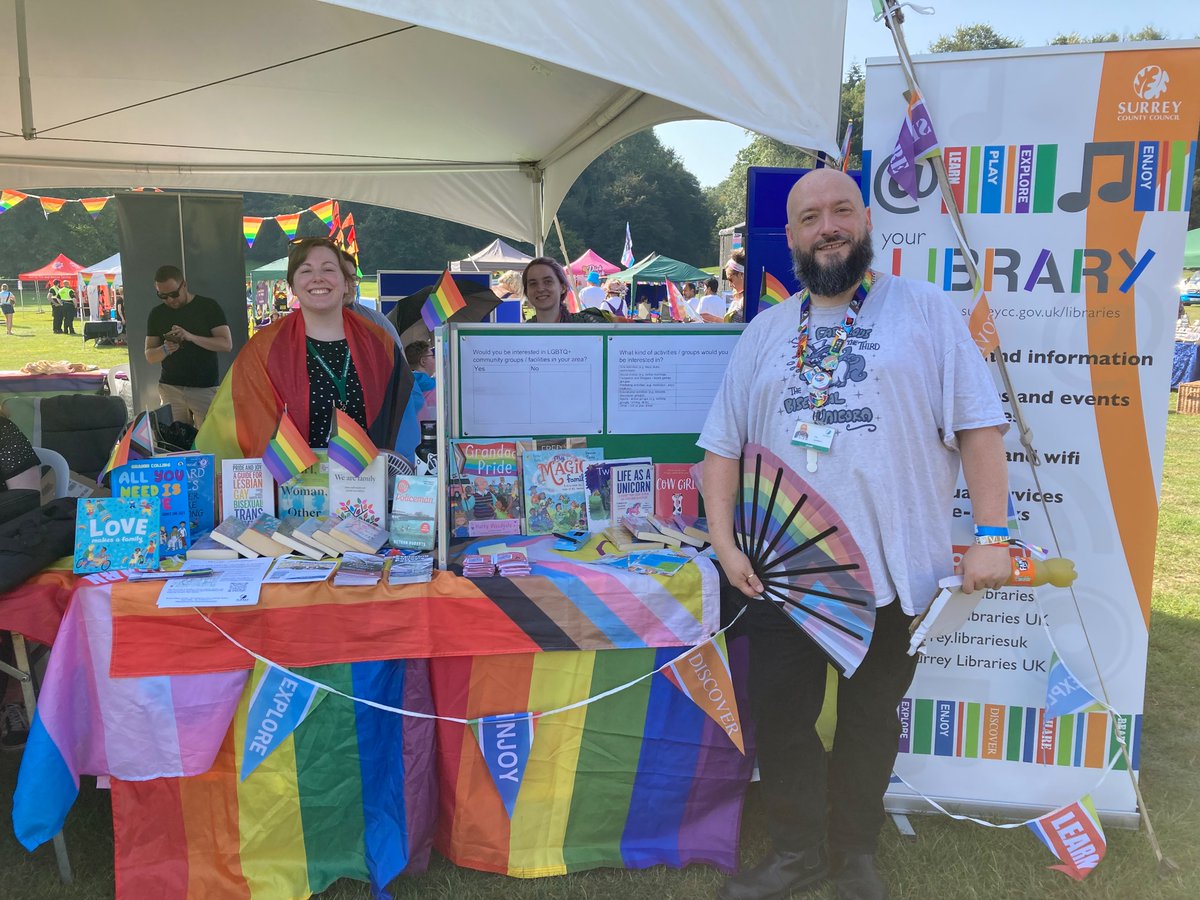 Come and see <a href="/SurreyLibraries/">Surrey Libraries UK</a> at Reigate Pride today! Books to borrow, information from libraries and Surrey Heritage and more! It’s going to be a great day 🌈
<a href="/PrideInSurrey/">Pride in Surrey</a> <a href="/SurreyNews/">Surrey County Council News</a>