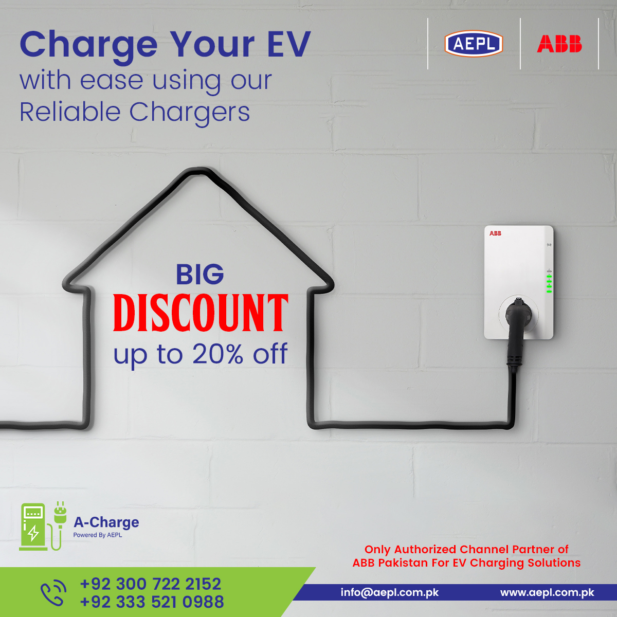 AlbarioPvt's tweet photo. Charge up for less on #WORLDEVDAY! AEPL is offering a 𝟮𝟬% 𝗱𝗶𝘀𝗰𝗼𝘂𝗻𝘁 on EV chargers. Don't miss out on this electrifying deal!
Learn More:
📞+92 300 722 2152
#AEPL #DriveChange #ElectricVehicles #EMobility #EVCharging #EVChargers #ChargingInfrastructure #ElectricFuture https://t.co/5IetboHw7d